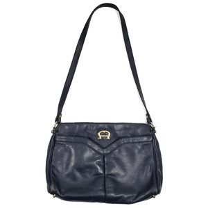 Etienne Aigner Navy Blue Leather Shoulder Bag